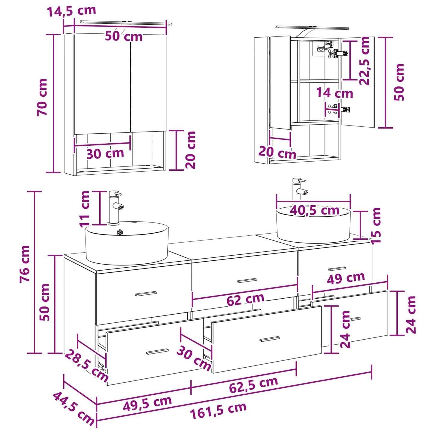 Bathroom Furniture Set 5 pcs Grey Sonoma