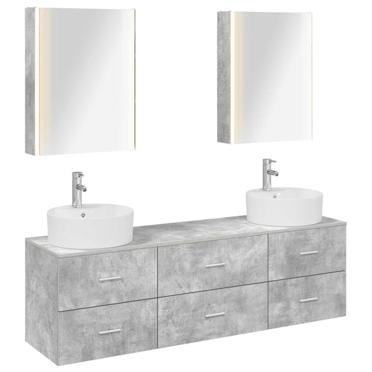 Bathroom Furniture Set 5 pcs Concrete Grey