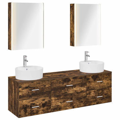 Bathroom Furniture Set 5 pcs Smoked Oak