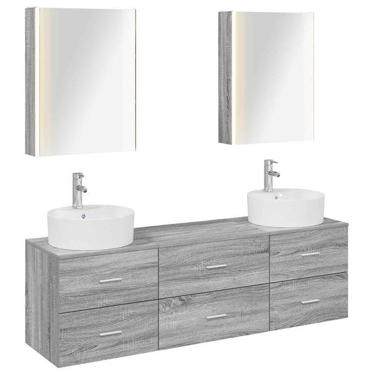 Bathroom Furniture Set 5 pcs Grey Sonoma