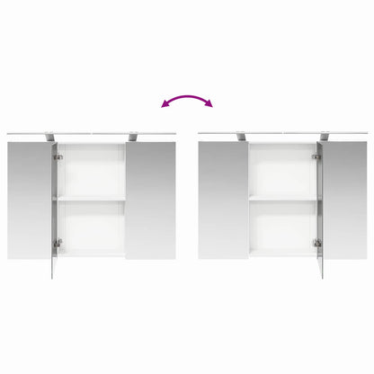 Bathroom Furniture Set 4 pcs White Engineered Wood and Glass