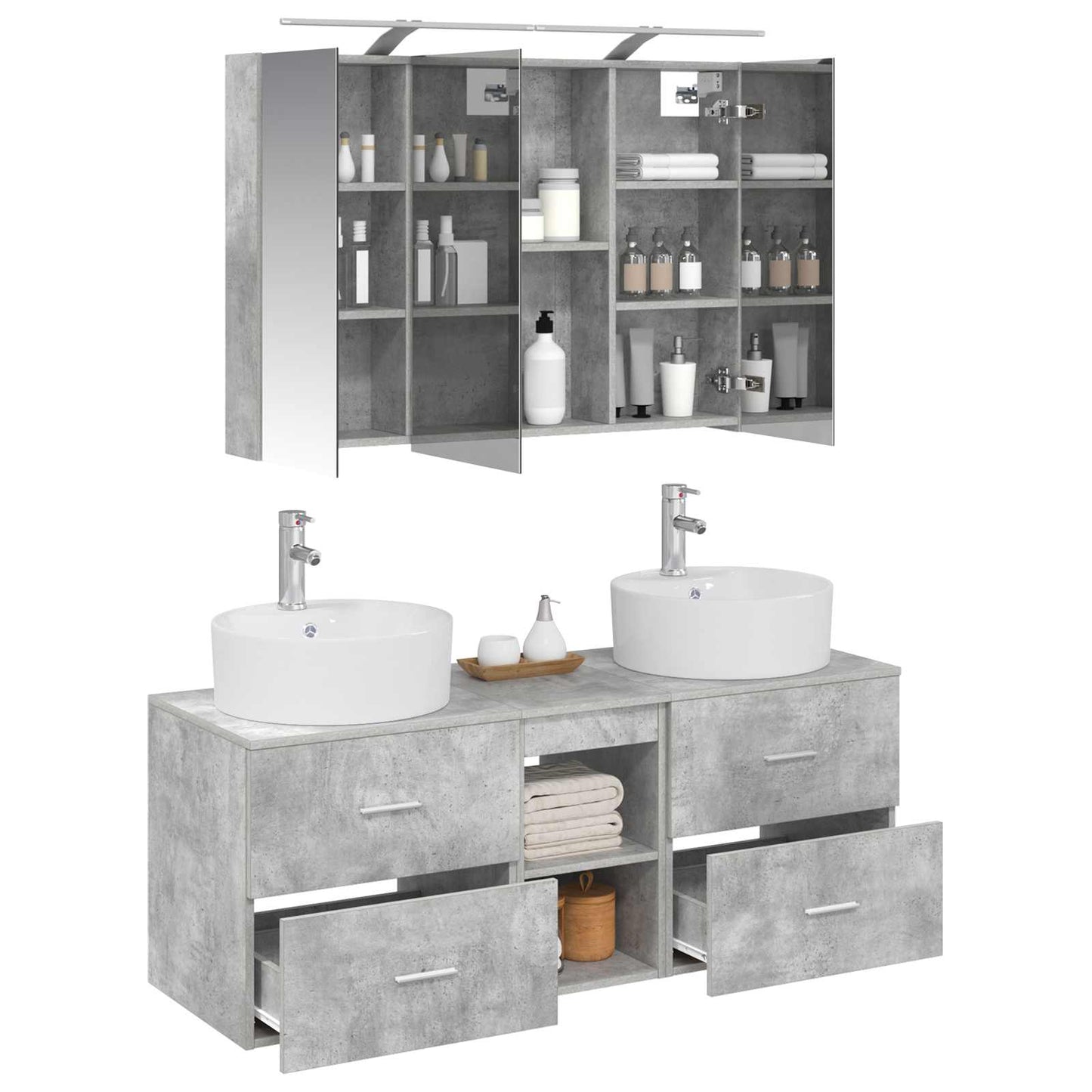 Bathroom Furniture Set 4 pcs Concrete Grey