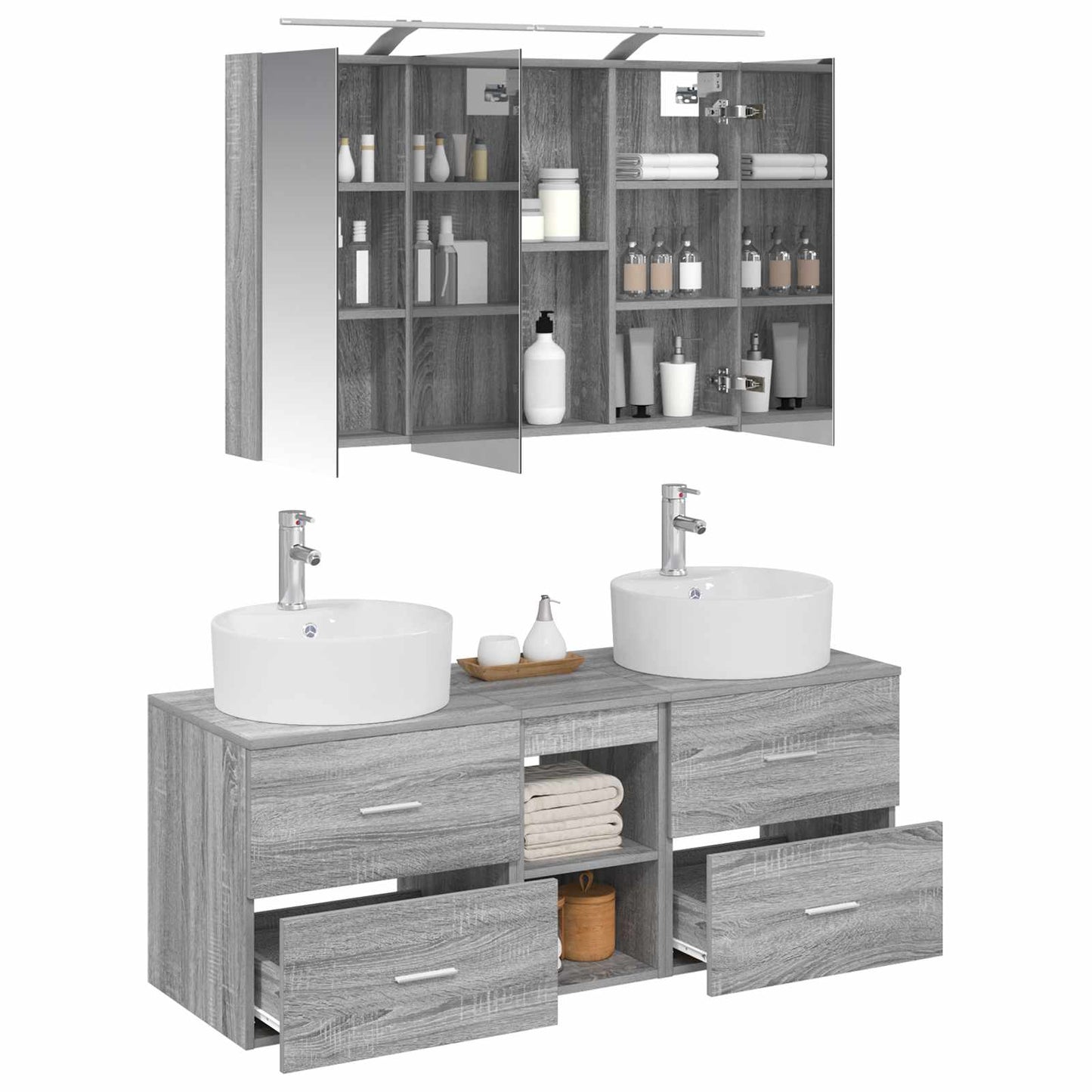 Bathroom Furniture Set 4 pcs Grey Sonoma