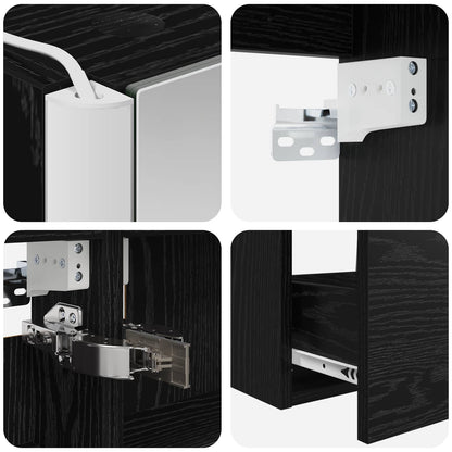 Bathroom Furniture Set 4 pcs Black Oak