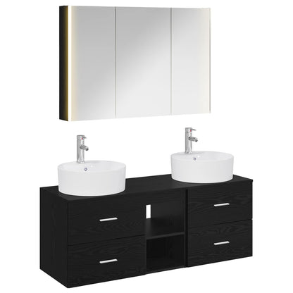 Bathroom Furniture Set 4 pcs Black Oak