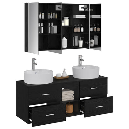 Bathroom Furniture Set 4 pcs Black Oak