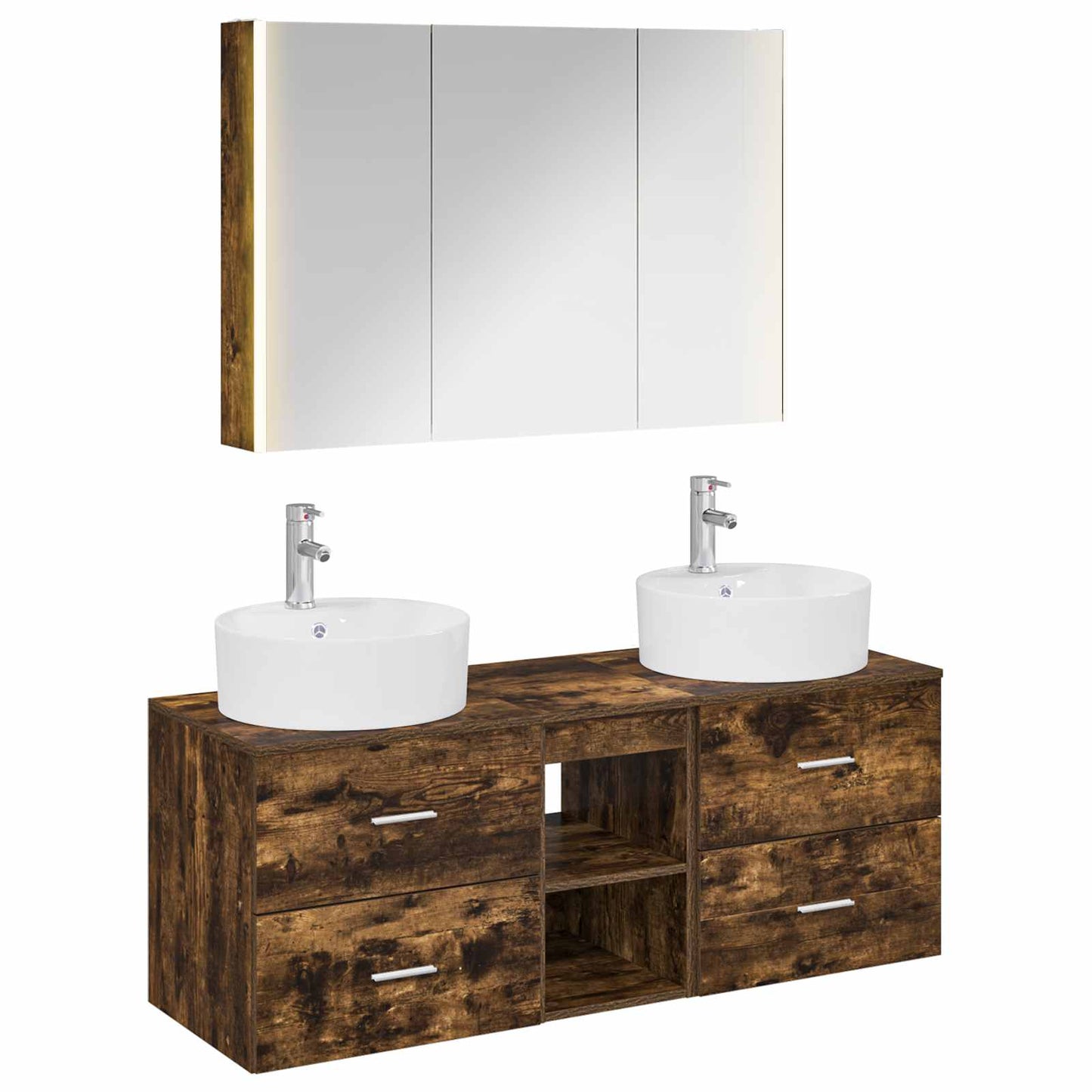 Bathroom Furniture Set 4 pcs Smoked Oak