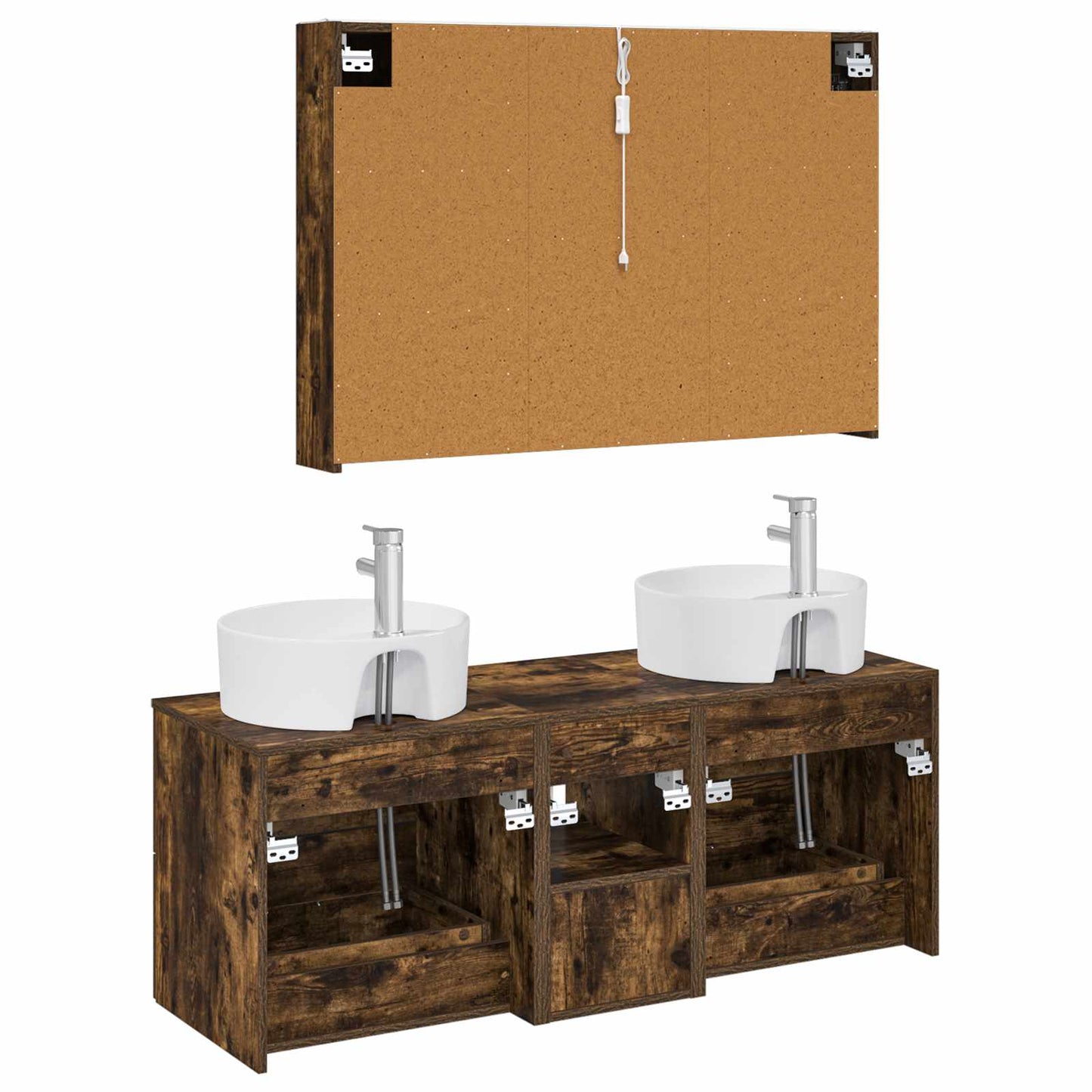 Bathroom Furniture Set 4 pcs Smoked Oak