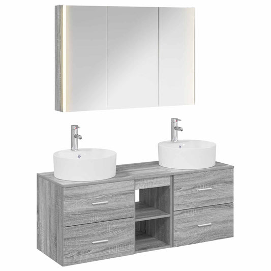 Bathroom Furniture Set 4 pcs Grey Sonoma