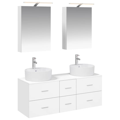 Bathroom Furniture Set 5 pcs White Engineered Wood and Glass
