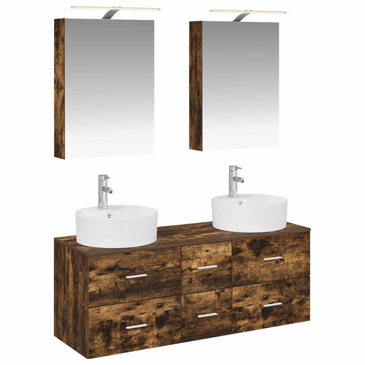 Bathroom Furniture Set 5 pcs Smoked Oak