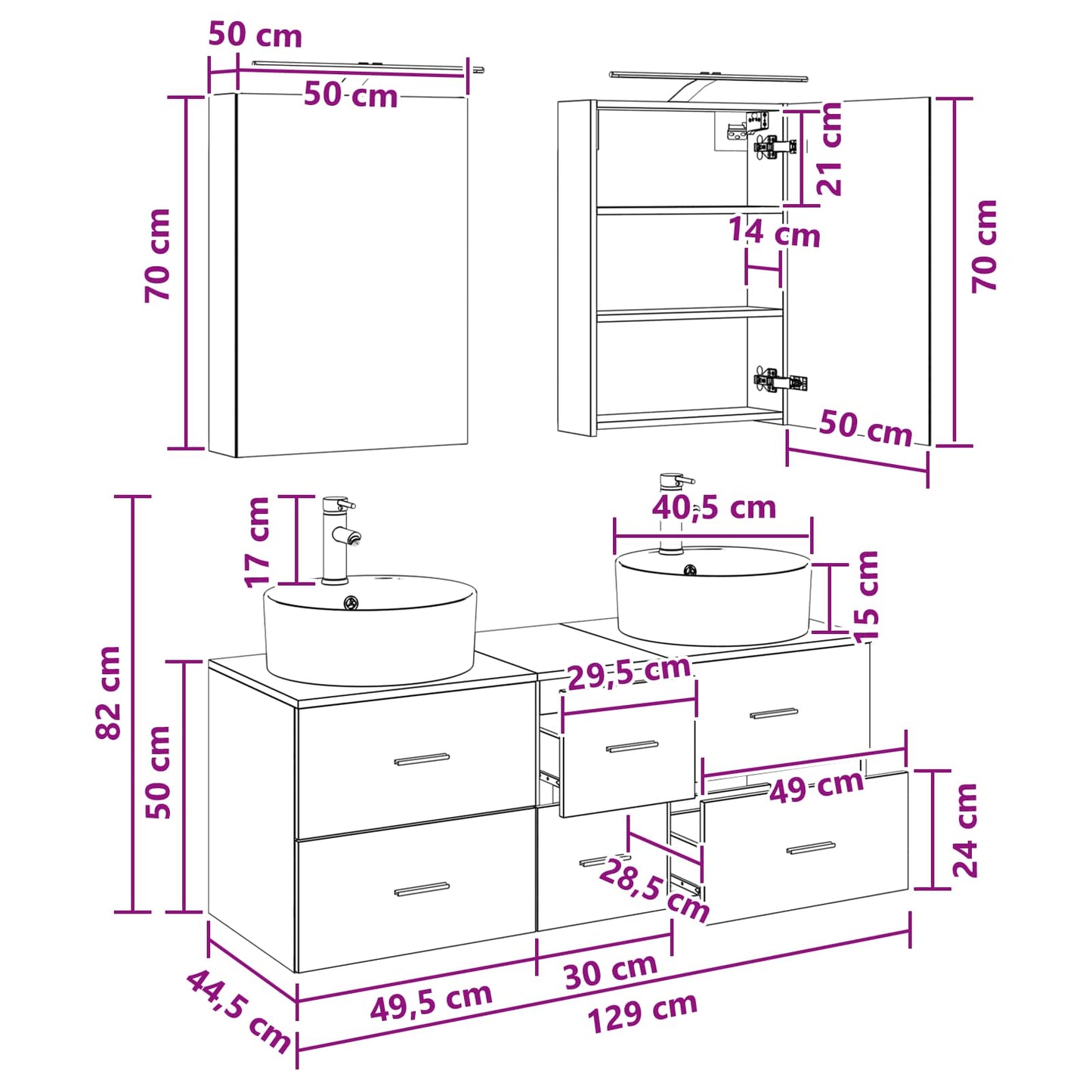Bathroom Furniture Set 5 pcs Smoked Oak