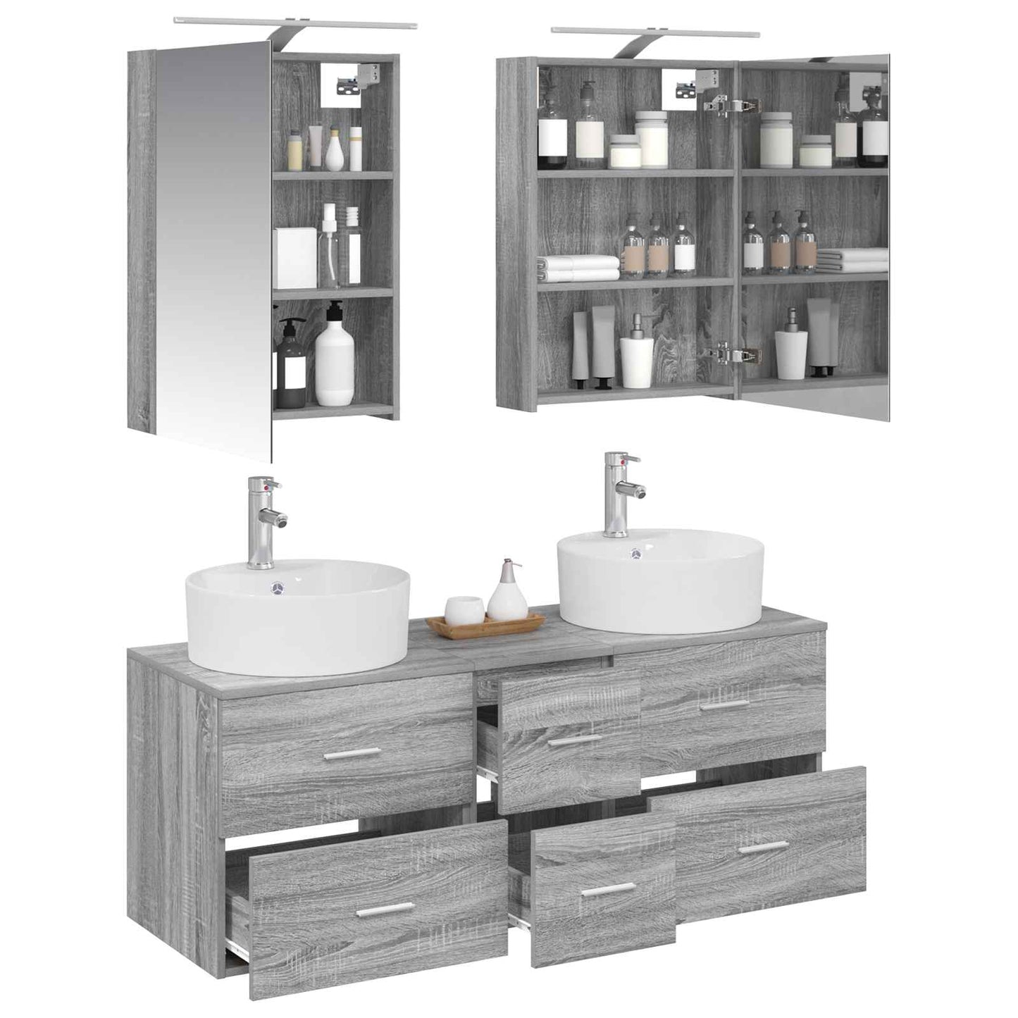 Bathroom Furniture Set 5 pcs Grey Sonoma