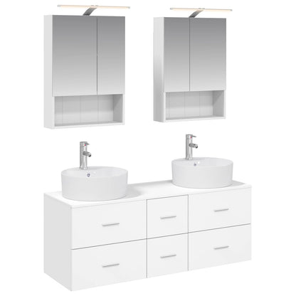 Bathroom Furniture Set 5 pcs White Engineered Wood and Glass