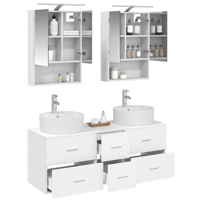 Bathroom Furniture Set 5 pcs White Engineered Wood and Glass