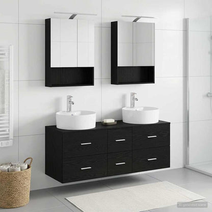 Bathroom Furniture Set 5 pcs Black Oak