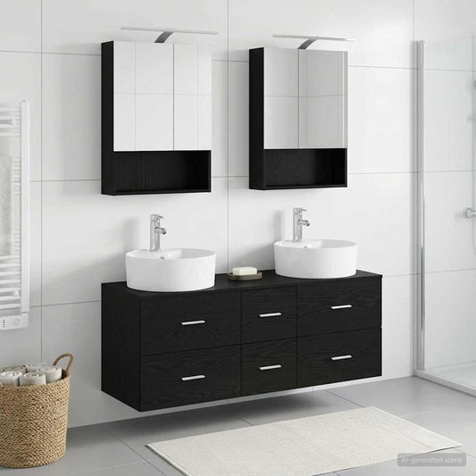 Bathroom Furniture Set 5 pcs Black Oak