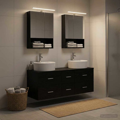 Bathroom Furniture Set 5 pcs Black Oak