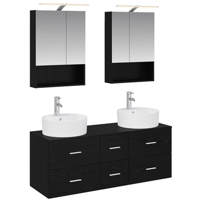 Bathroom Furniture Set 5 pcs Black Oak