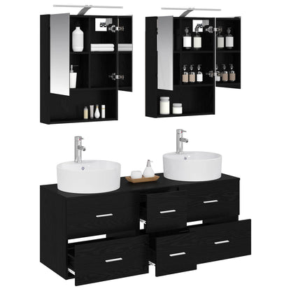 Bathroom Furniture Set 5 pcs Black Oak