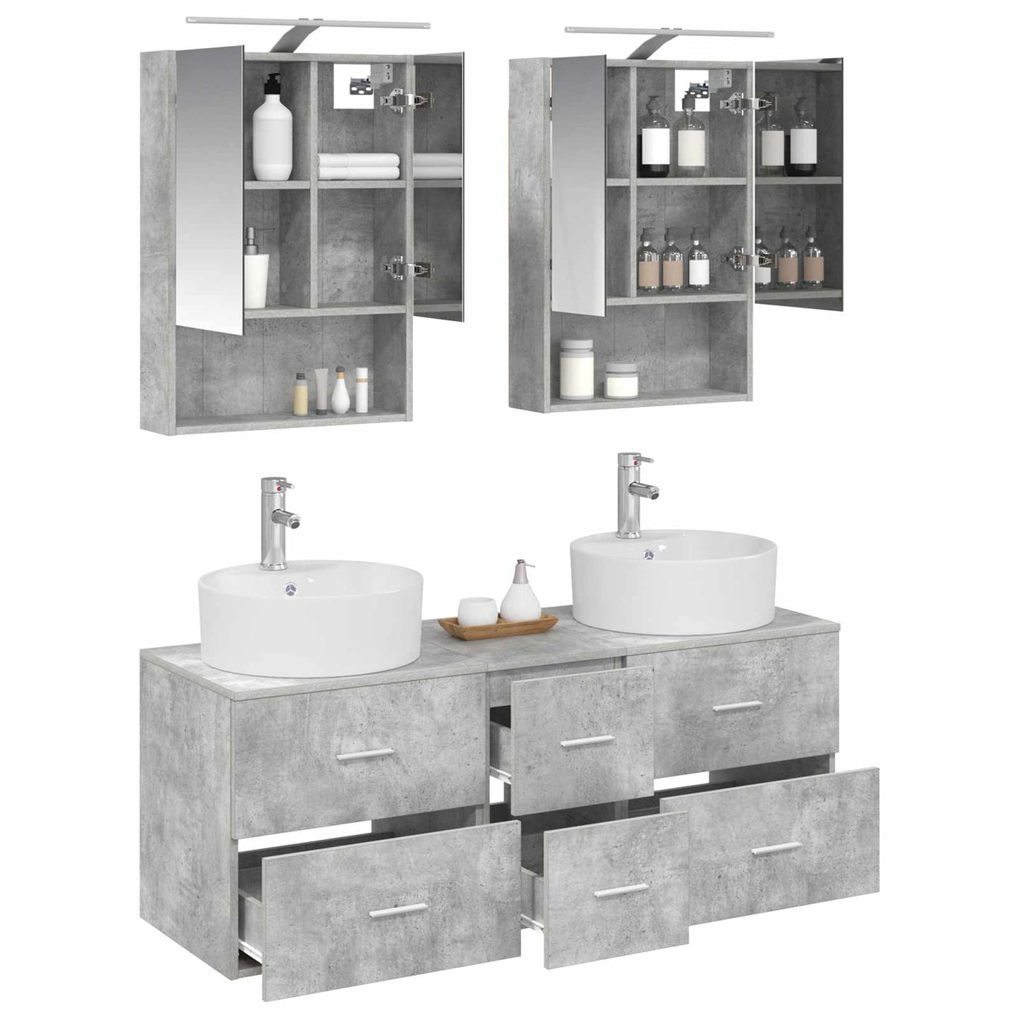 Bathroom Furniture Set 5 pcs Concrete Grey