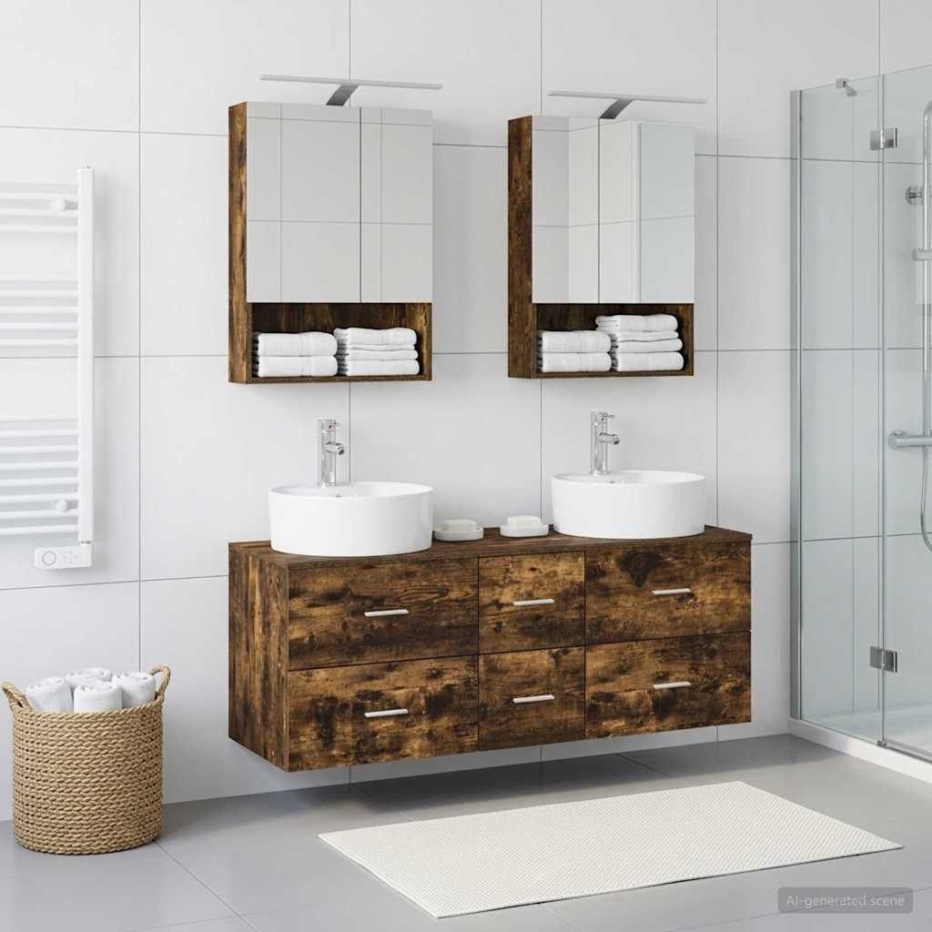 Bathroom Furniture Set 5 pcs Smoked Oak