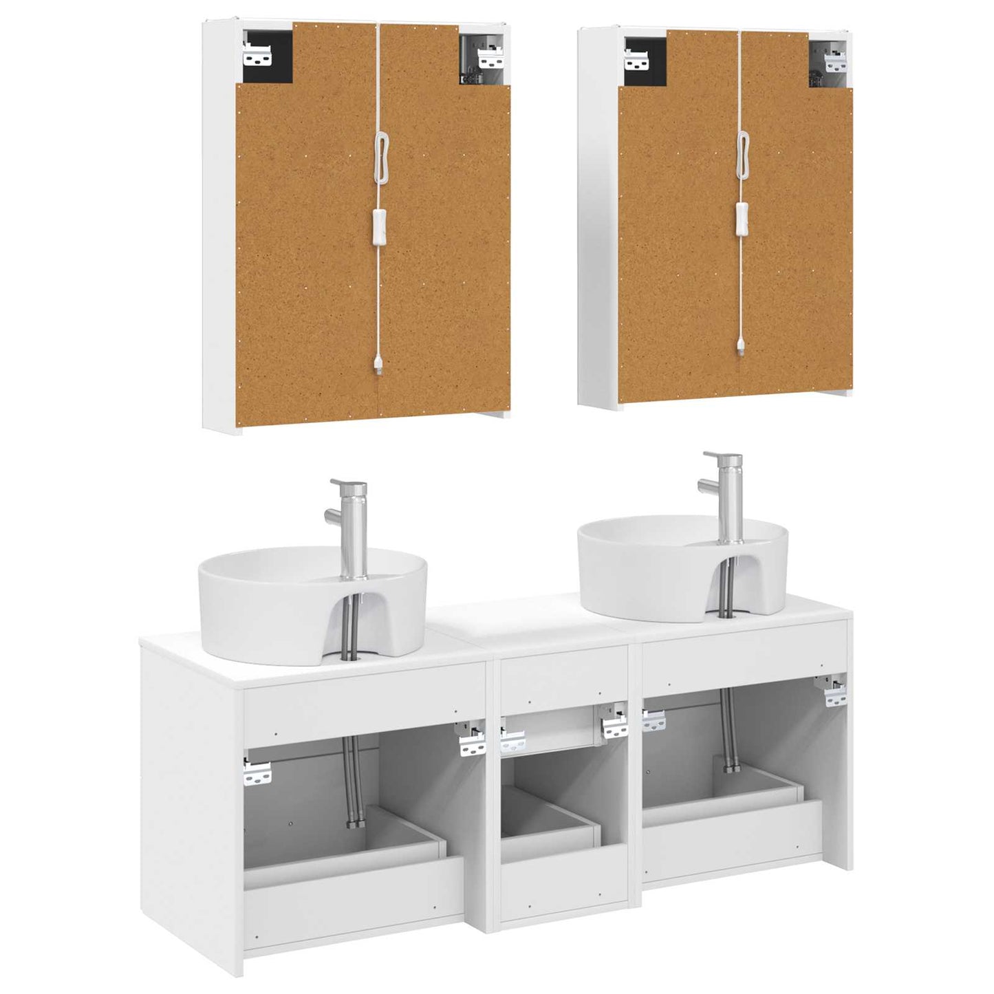 Bathroom Furniture Set 5 pcs White Engineered Wood and Glass