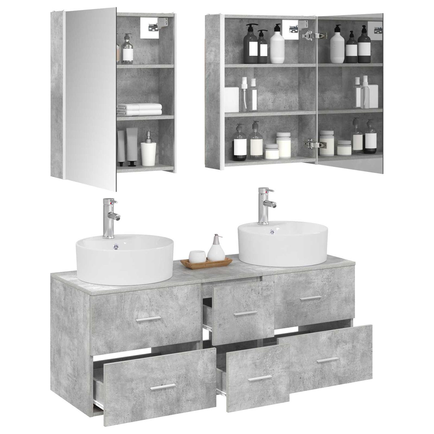 Bathroom Furniture Set 5 pcs Concrete Grey