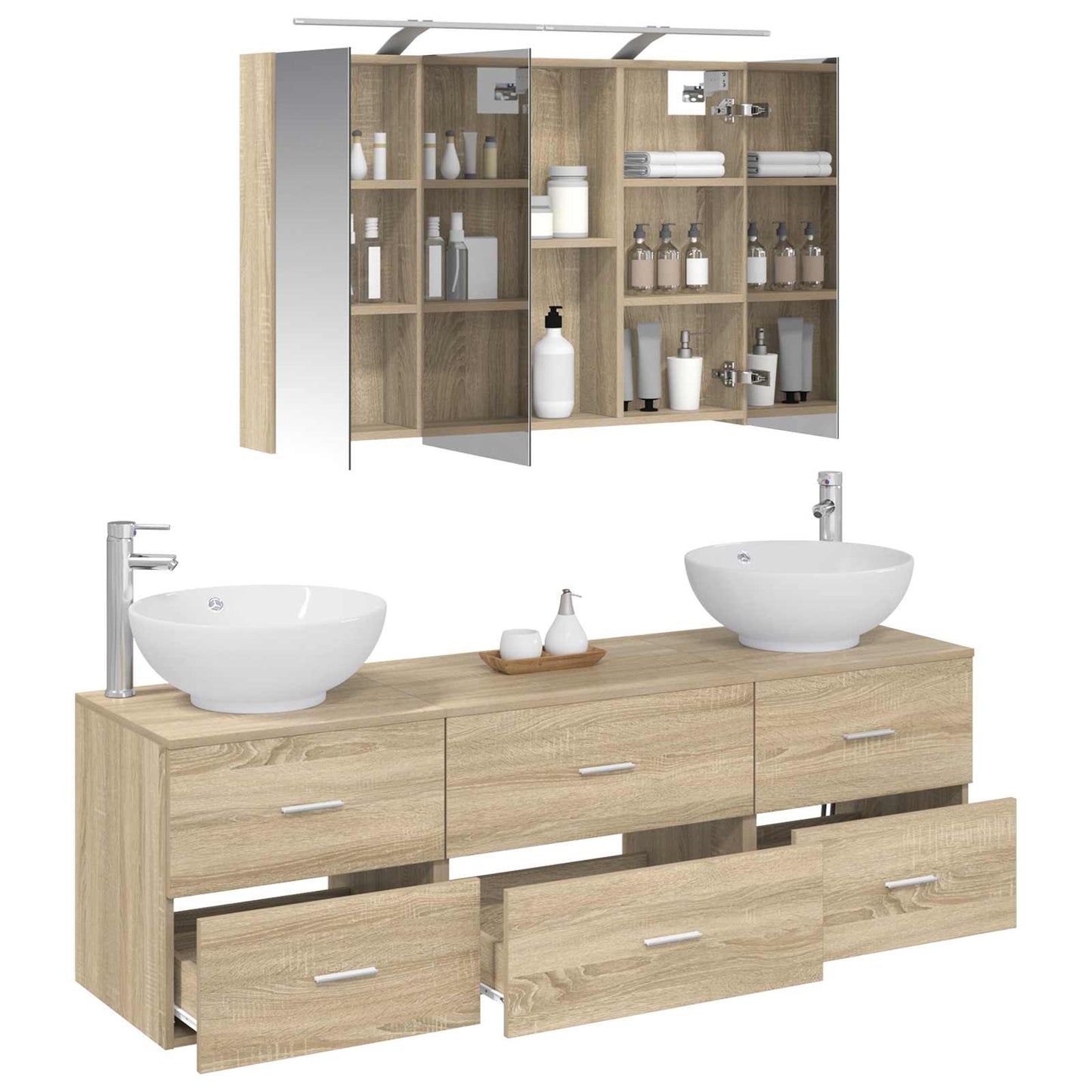Bathroom Furniture Set 4 pcs Sonoma Oak