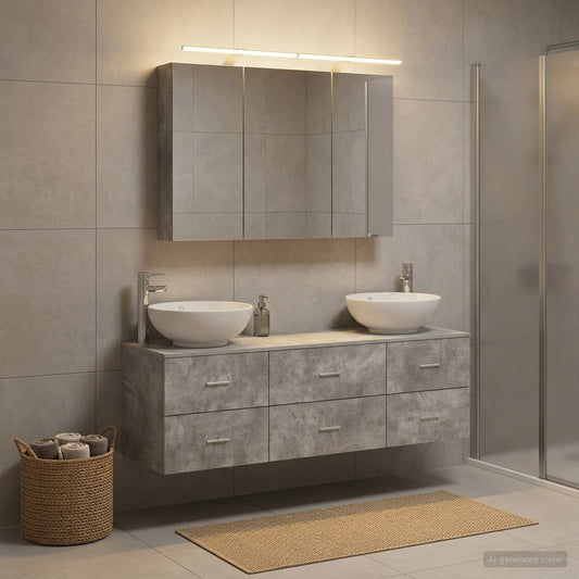 Bathroom Furniture Set 4 pcs Concrete Grey