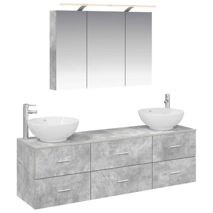 Bathroom Furniture Set 4 pcs Concrete Grey