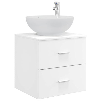 Bathroom Furniture Set 4 pcs White Engineered Wood and Glass