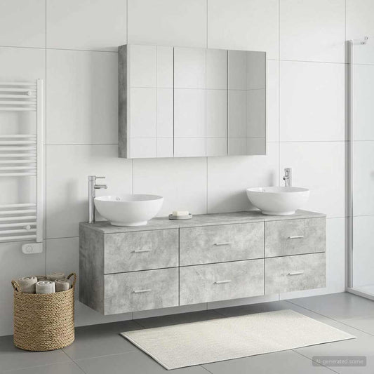 Bathroom Furniture Set 4 pcs Concrete Grey