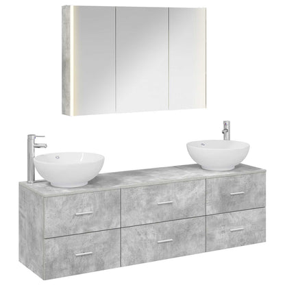 Bathroom Furniture Set 4 pcs Concrete Grey