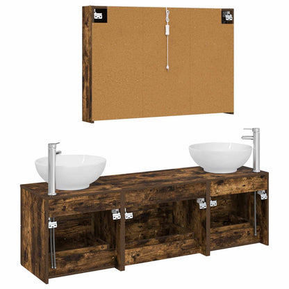 Bathroom Furniture Set 4 pcs Smoked Oak