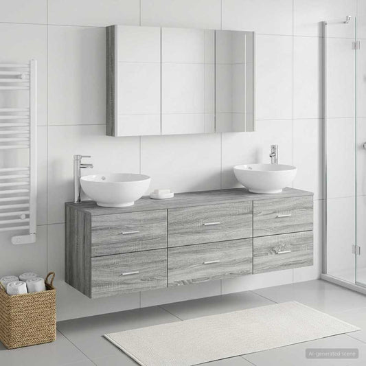 Bathroom Furniture Set 4 pcs Grey Sonoma