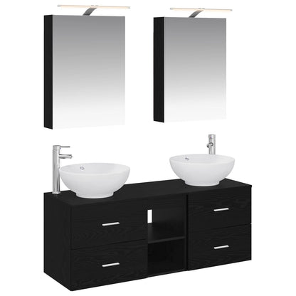 Bathroom Furniture Set 5 pcs Black Oak