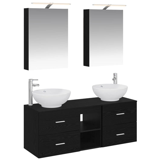 Bathroom Furniture Set 5 pcs Black Oak