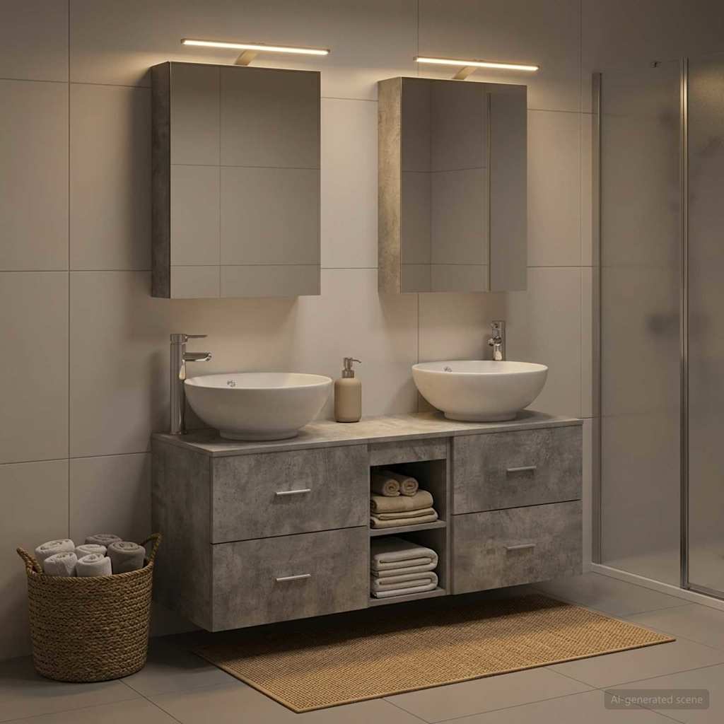 Bathroom Furniture Set 5 pcs Concrete Grey