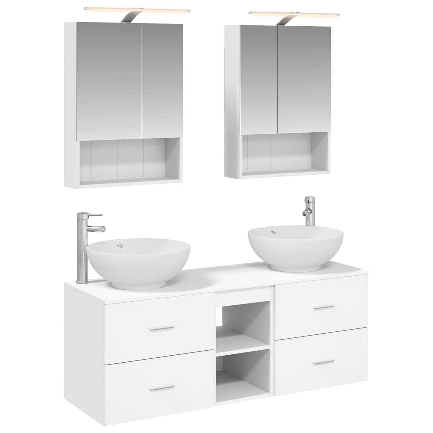 Bathroom Furniture Set 5 pcs White Engineered Wood and Glass