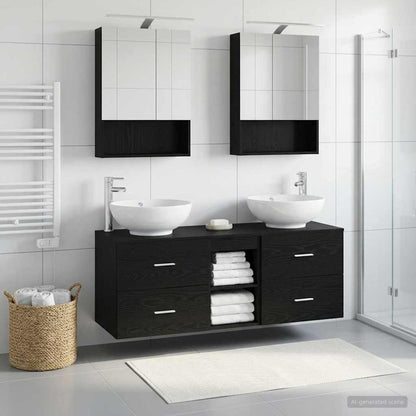 Bathroom Furniture Set 5 pcs Black Oak