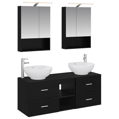 Bathroom Furniture Set 5 pcs Black Oak