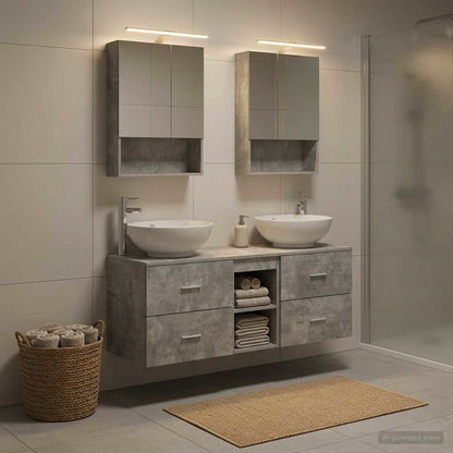 Bathroom Furniture Set 5 pcs Concrete Grey
