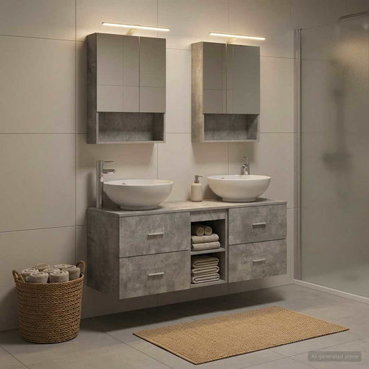 Bathroom Furniture Set 5 pcs Concrete Grey