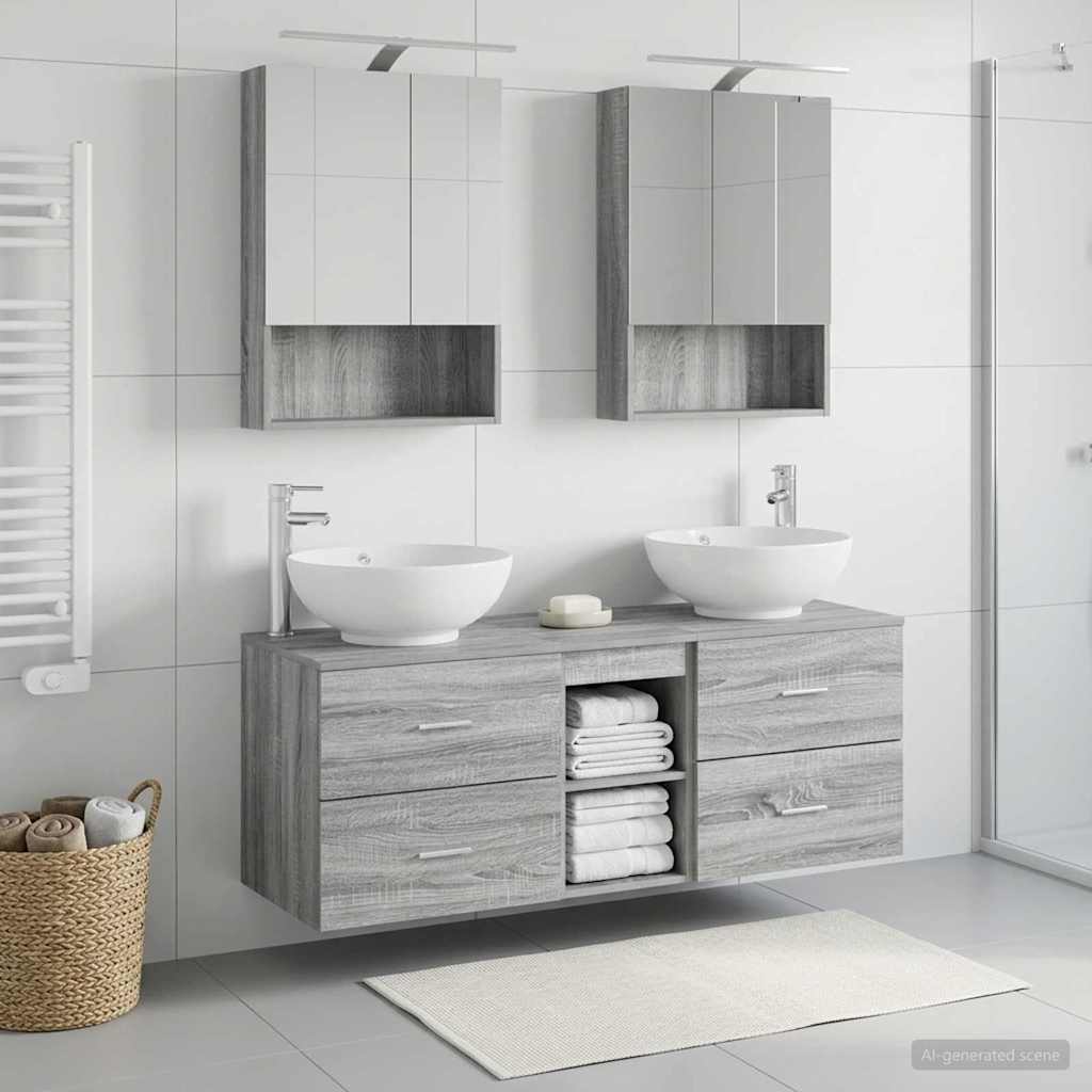 Bathroom Furniture Set 5 pcs Grey Sonoma
