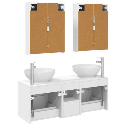 Bathroom Furniture Set 5 pcs White Engineered Wood and Glass