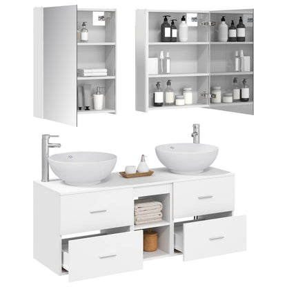 Bathroom Furniture Set 5 pcs White Engineered Wood and Glass