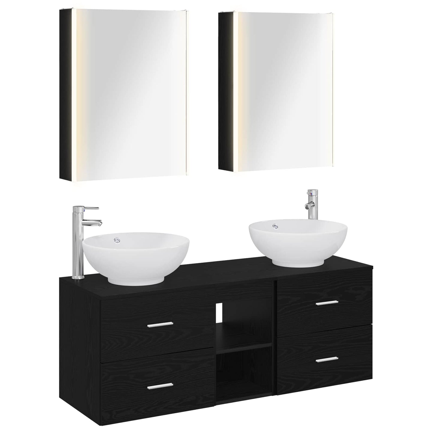 Bathroom Furniture Set 5 pcs Black Oak