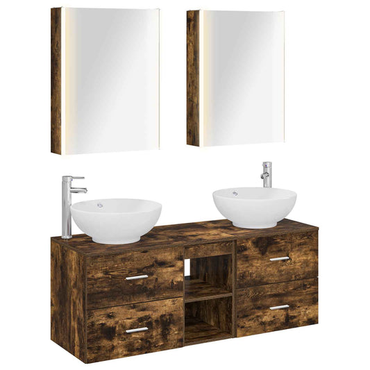 Bathroom Furniture Set 5 pcs Smoked Oak