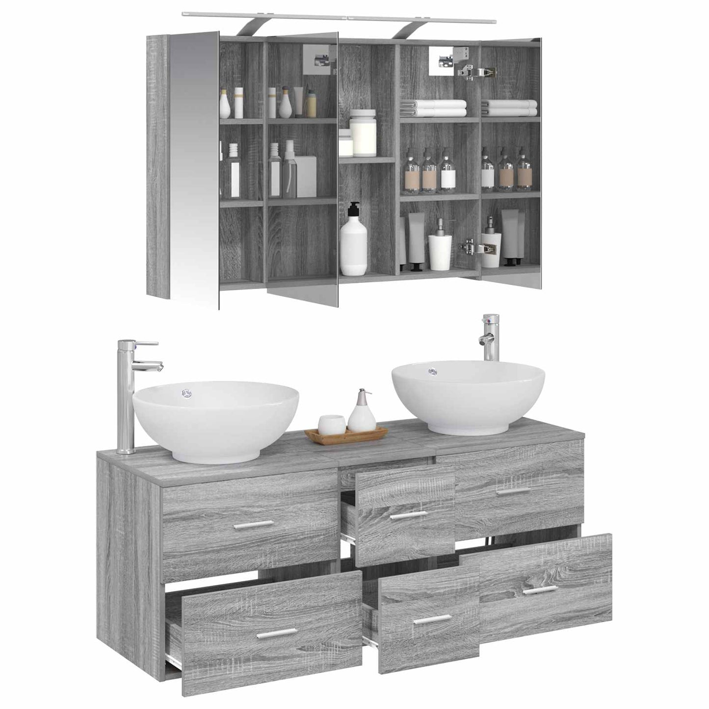 Bathroom Furniture Set 4 pcs Grey Sonoma
